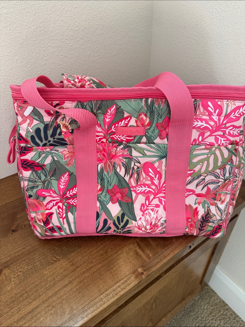 Vera Bradley Pink Floral Insulated  Shoulder Tote Bag